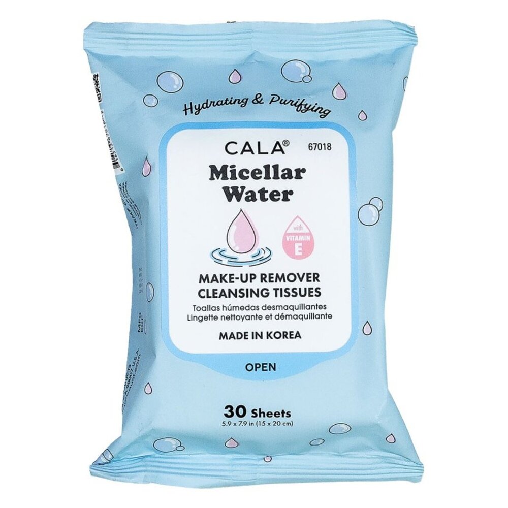 2 Pk CALA Makeup Remover Wipes Micellar Water Cleansing Tissues 30 Sheets Ea New